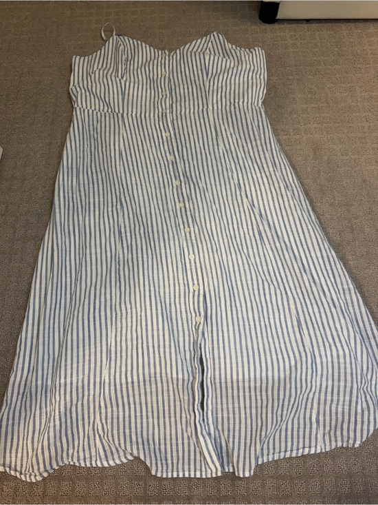 Who What Wear Dresses & Skirts - Who What Wear Blue and White Striped Button-Front Midi Dress